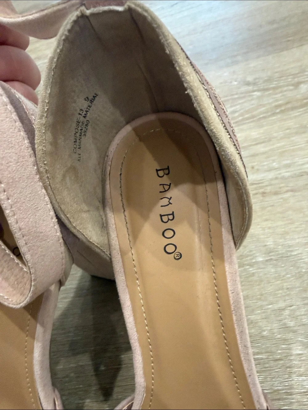 BAMBOO Pink, Taupe and Cream Suede Platform Block Heels